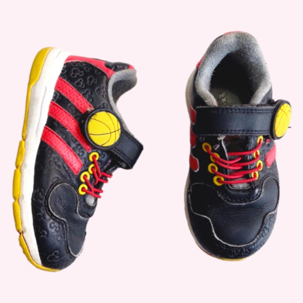 Adidas Mickey Mouse Disney Black Red Sneakers size 8K